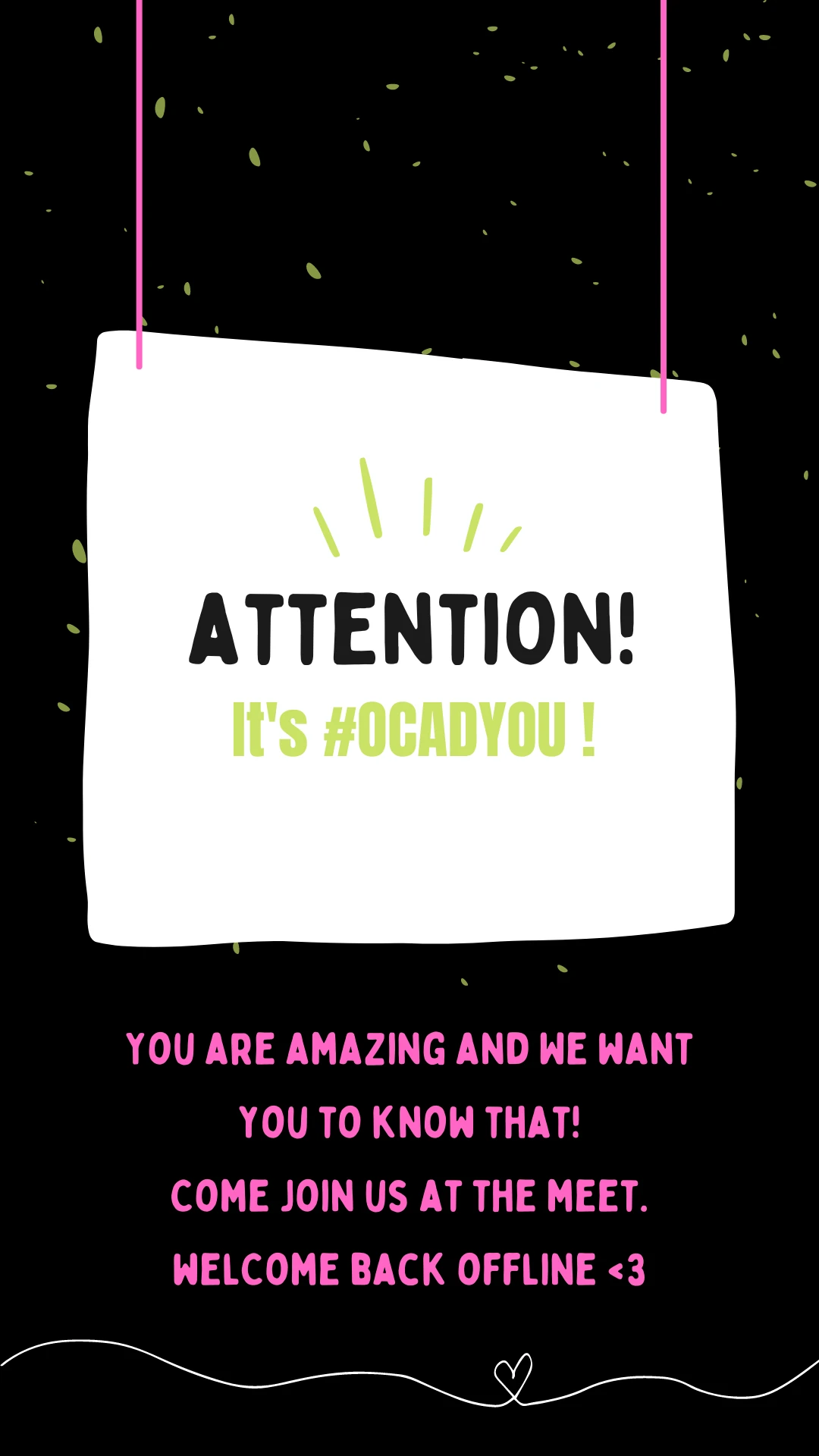 #OCADYOU hanging tag — “Attention! It's #OCADYOU!” on a tag, with “You are amazing and we want you to know that”
