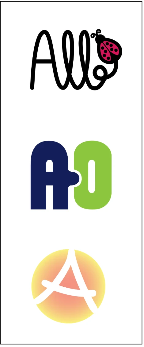 The three shortlisted Allo logo concepts