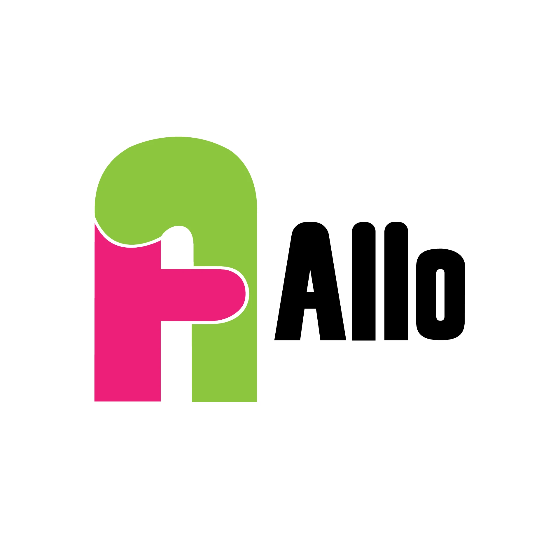 Allo logo — pink and green character mark