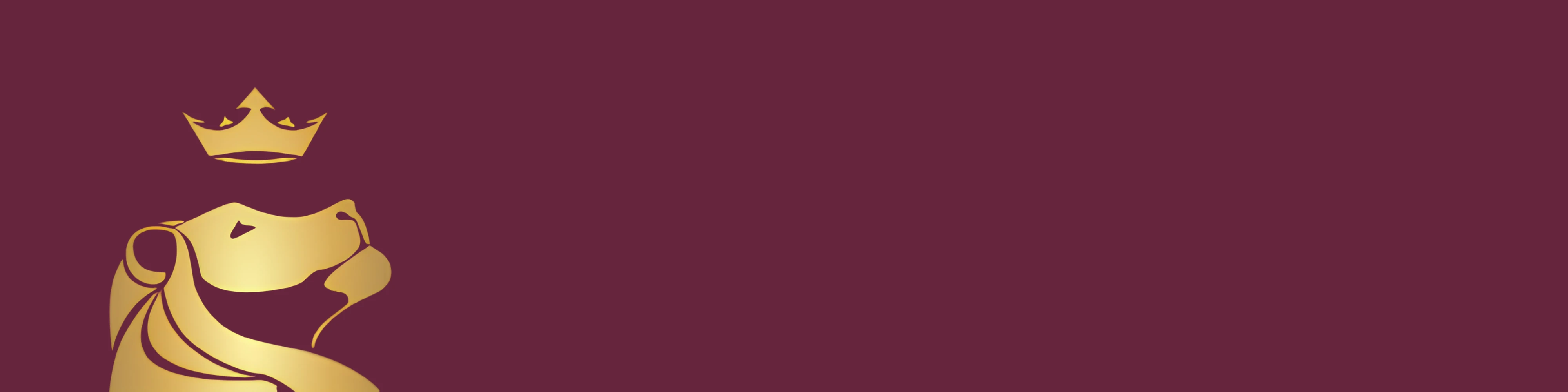 Sultani Marketing banner — a gold lion's head wearing a crown on a deep burgundy field