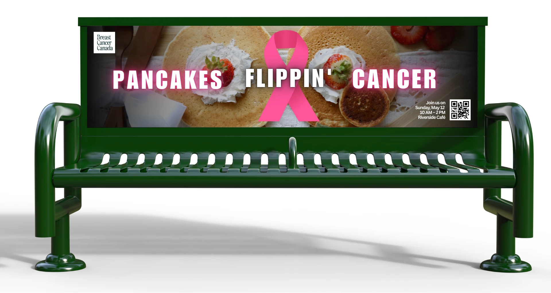 Transit bench backboard with the campaign artwork