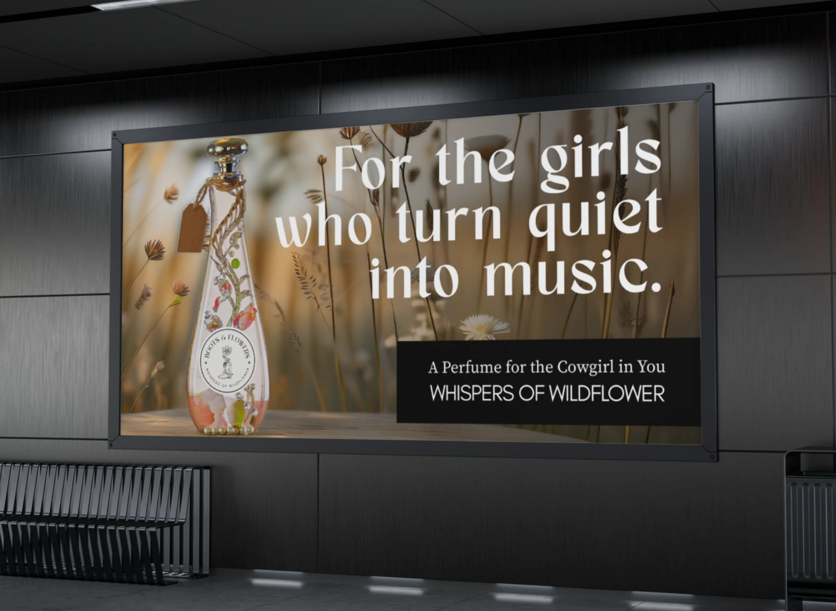 Large interior billboard — For the girls who turn quiet into music.