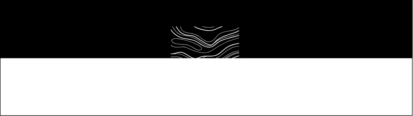 THERE campaign hero — white flowing lines on a black band over a white band