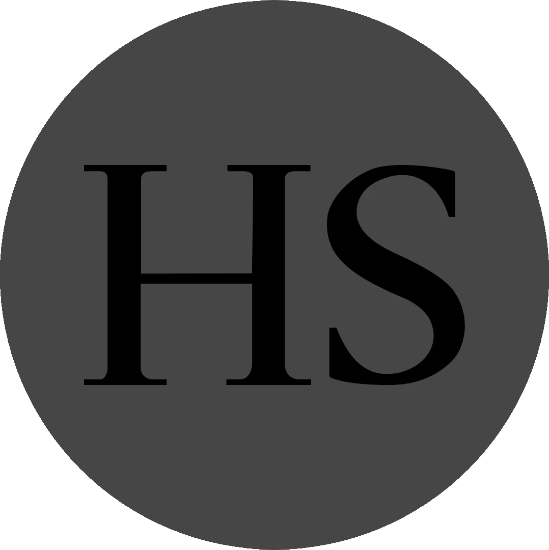HarbourStone HS monogram — overlapping black serif H and S centred in a charcoal disc
