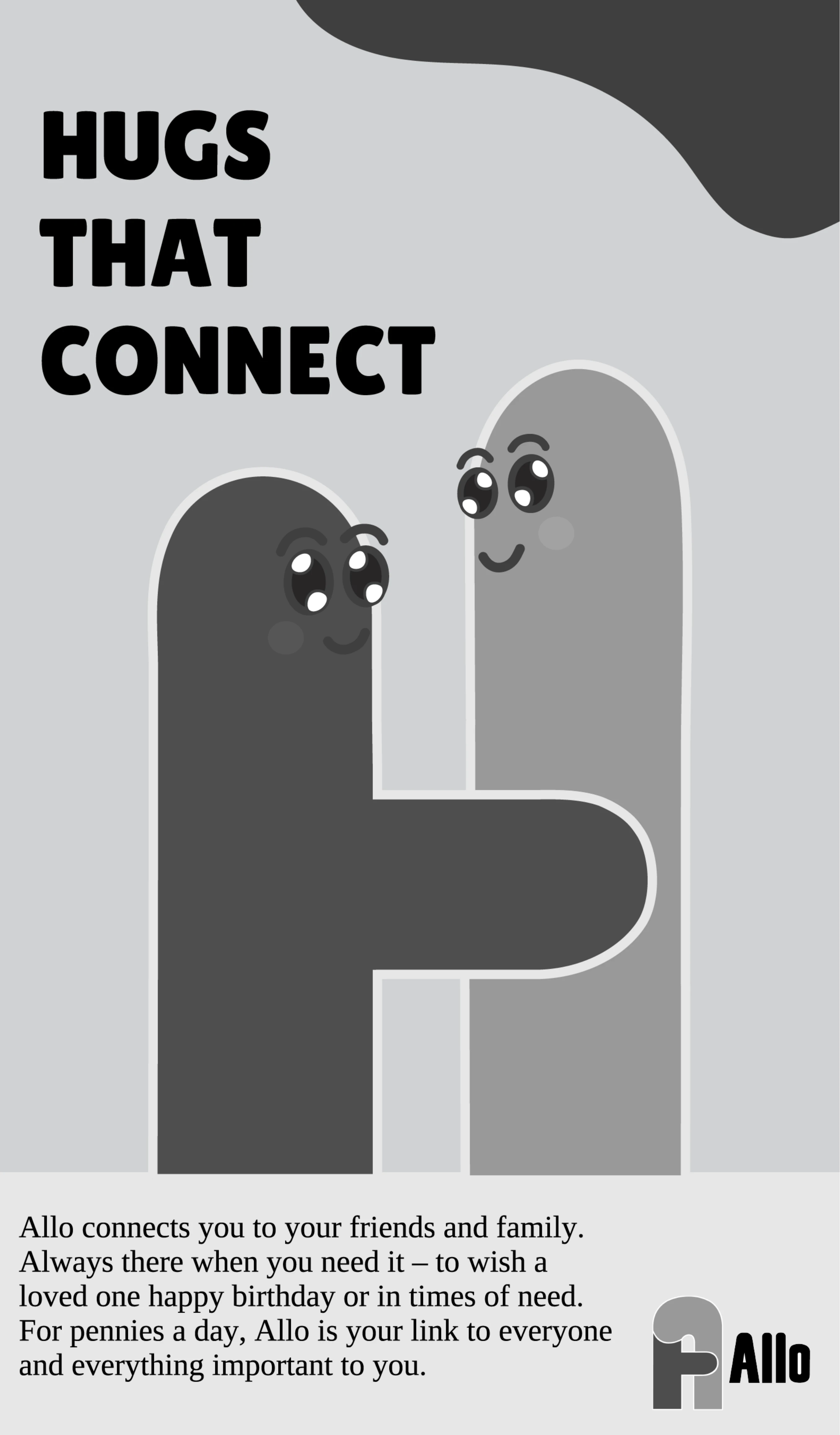 Allo Hugs That Connect newspaper advertisement