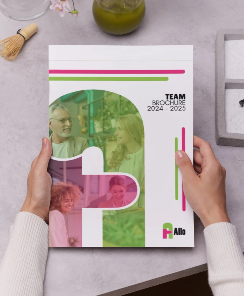 Allo team brochure held in hand